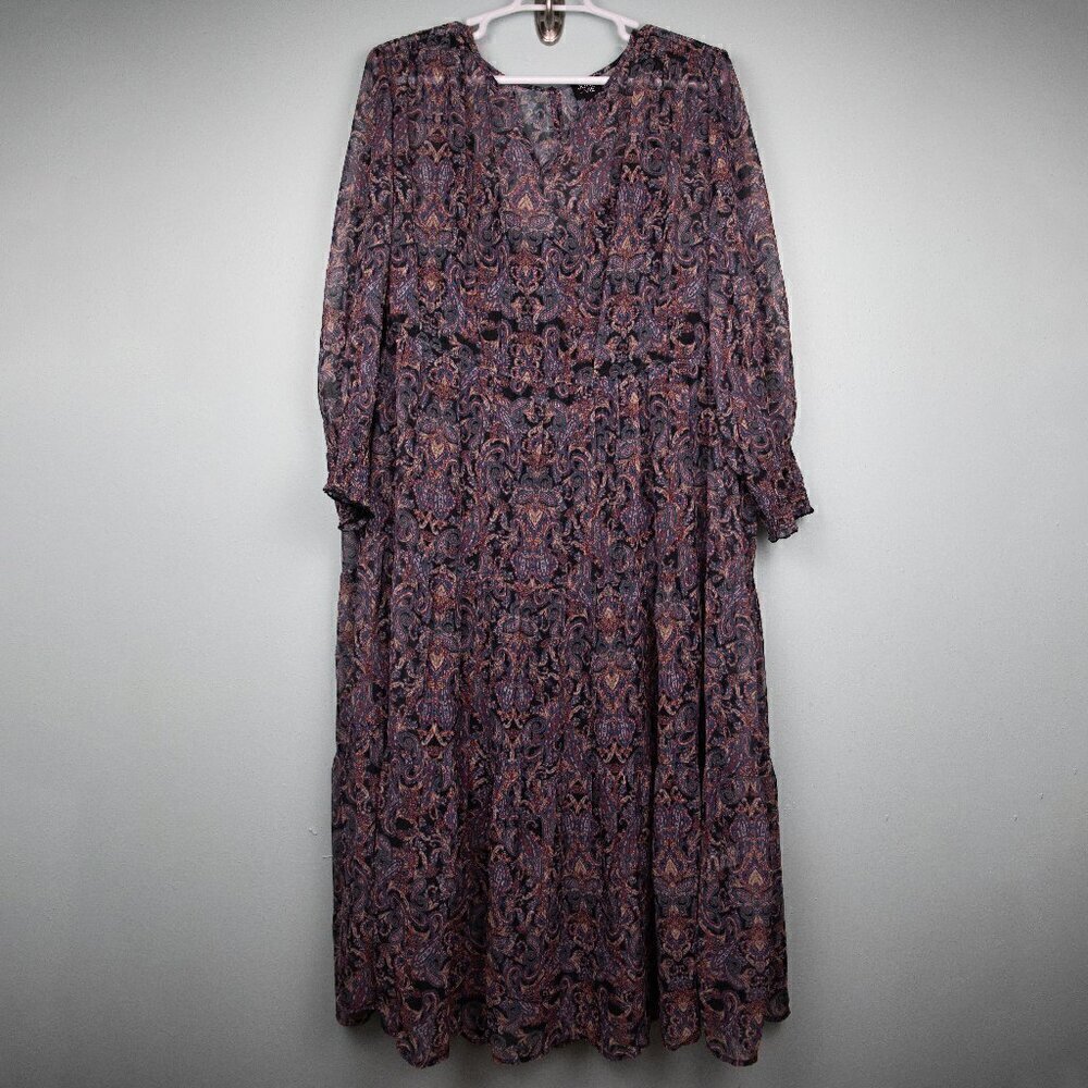 June + Vie Loreli paisley boho long sleeve maxi dress-3X